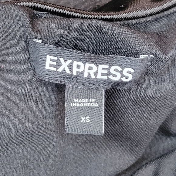 Express Off The Shoulder Black One-Piece Bodysuit, Size XS Shiny Satin Sexy - Picture 8 of 9